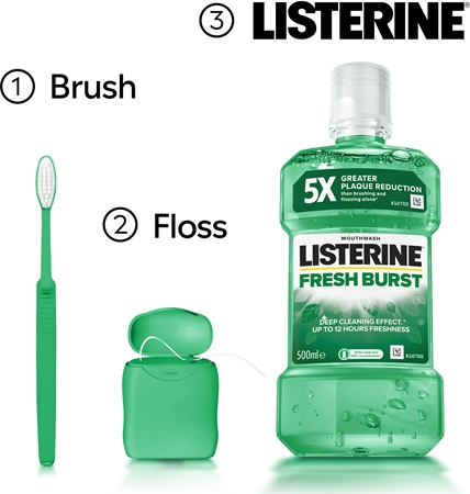 Listerine Fresh Burst bain de bouche anti-plaque dentaire