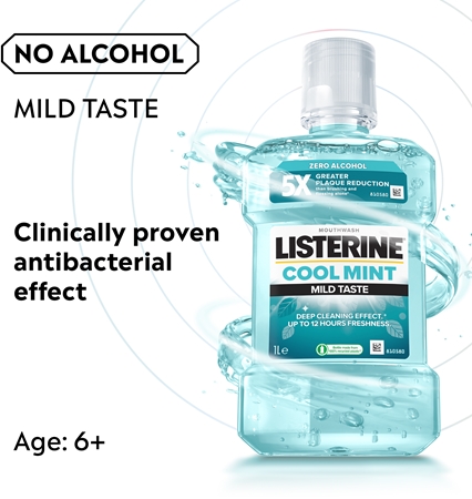 Listerine Cool Mint Mild Taste ústna voda bez alkoholu