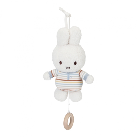 Little Dutch Music Box Miffy Vintage Sunny Stripes kontrastná závesná hračka s melódiou