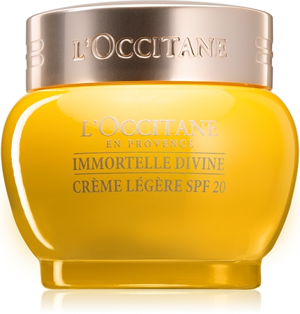 L’Occitane Immortelle Divine Light Cream SPF 20 leichte feuchtigkeitsspendende Creme gegen Falten