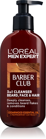 L’Oréal Paris Men Expert Barber Club καθαριστικό τζελ για γένια, πρόσωπο και μαλλιά