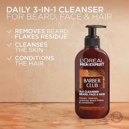 L’Oréal Paris Men Expert Barber Club καθαριστικό τζελ για γένια, πρόσωπο και μαλλιά