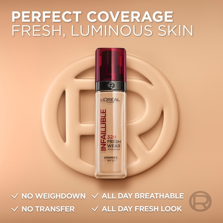 L’Oréal Paris Infaillible 32H Fresh Wear tartós folyékony alapozó