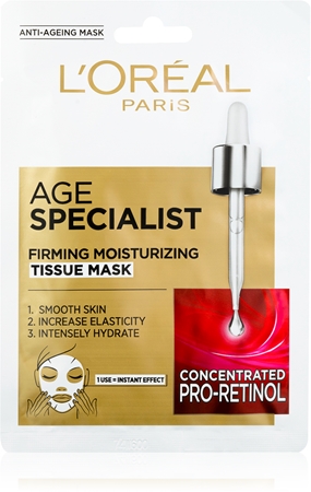 L’Oréal Paris Age Specialist 45+ máscara têxtil para endurecimento imediato da pele e alisamento