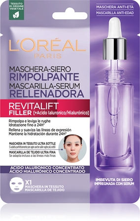 L’Oréal Paris Revitalift Filler maschera in tessuto illuminante e idratante