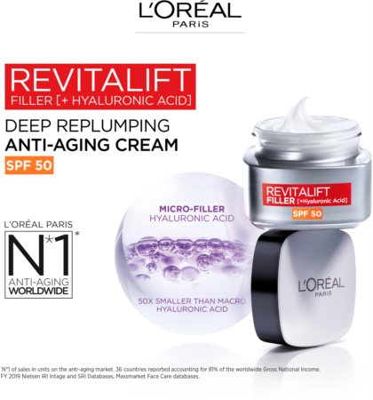 L’Oréal Paris Revitalift Filler creme diário anti-envelhecimento SPF 50