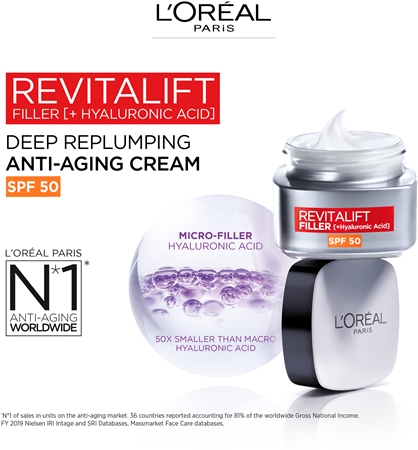 L’Oréal Paris Revitalift Filler denní krém proti stárnutí pleti SPF 50