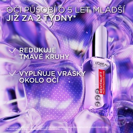 L’Oréal Paris Revitalift Filler rozjasňující oční sérum s kyselinou hyaluronovou
