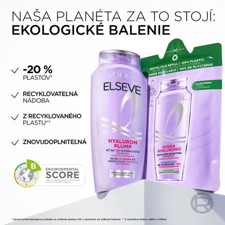 L’Oréal Paris Elseve Hyaluron Plump hydratačný šampón s kyselinou hyalurónovou