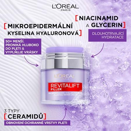 L’Oréal Paris Revitalift Filler Pressed Cream lehký krém s kyselinou hyaluronovou