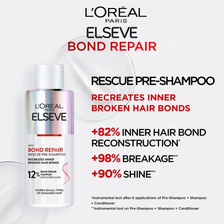 L’Oréal Paris Elseve Bond Repair Feuchtigkeitspflege zur Nutzuung vor der Haarwäsche mit regenerierender Wirkung