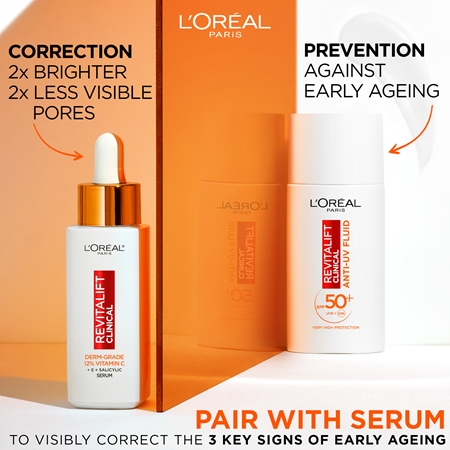 L’Oréal Paris Revitalift Vitamin C denný pleťový fluid s SPF 50+ a vitamínom C