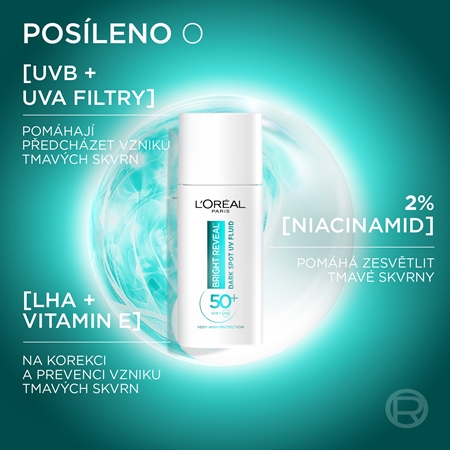 L’Oréal Paris Bright Reveal fluid proti pigmentovým skvrnám SPF 50+