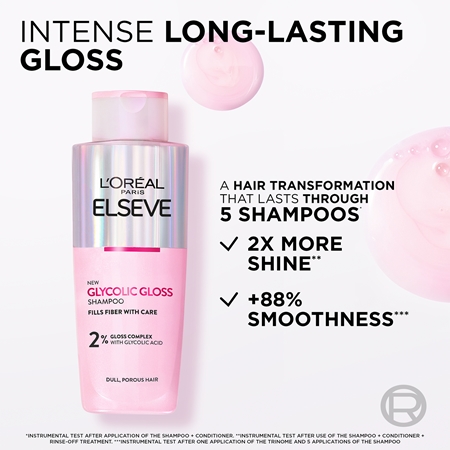 L’Oréal Paris Elseve Glycolic Gloss revitalisierendes Shampoo, um dem müden Haar seine Strahlkraft zurückzugeben