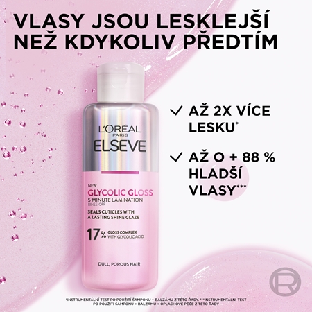 L’Oréal Paris Elseve Glycolic Gloss maska na vlasy pro uhlazení a obnovu poškozených vlasů