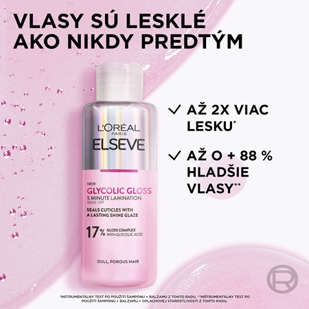 L’Oréal Paris Elseve Glycolic Gloss maska na vlasy pre uhladenie a obnovu poškodených vlasov