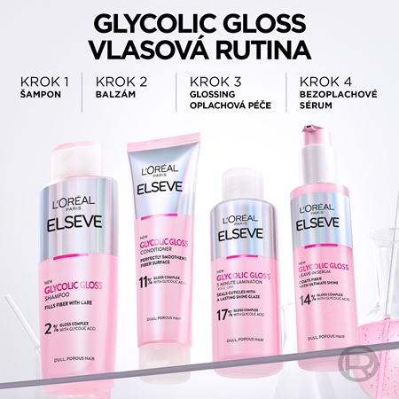 L’Oréal Paris Elseve Glycolic Gloss maska na vlasy pro uhlazení a obnovu poškozených vlasů