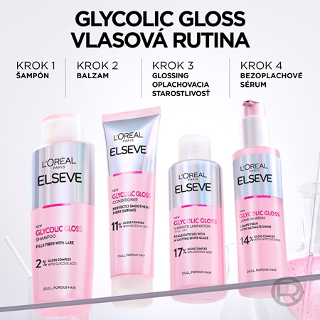 L’Oréal Paris Elseve Glycolic Gloss maska na vlasy pre uhladenie a obnovu poškodených vlasov