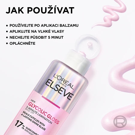 L’Oréal Paris Elseve Glycolic Gloss maska na vlasy pro uhlazení a obnovu poškozených vlasů