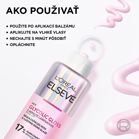 L’Oréal Paris Elseve Glycolic Gloss maska na vlasy pre uhladenie a obnovu poškodených vlasov