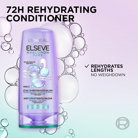 L’Oréal Paris Elvive Hyaluron Pure balsamo per capelli per cuoi capelluti grassi e punte secche