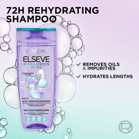 L’Oréal Paris Elvive Hyaluron Pure shampoo idratante per cuoi capelluti grassi e punte secche