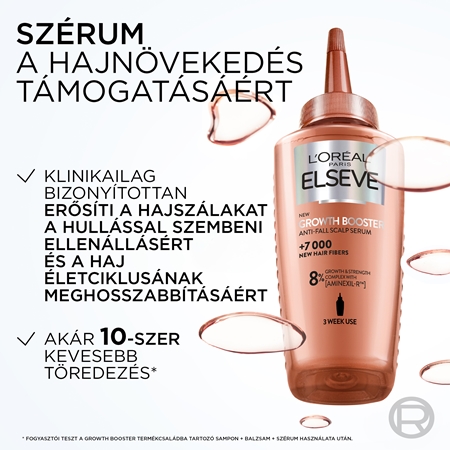 L’Oréal Paris Elseve Growth Booster erősítő és regeneráló hajszérum hajhullás ellen