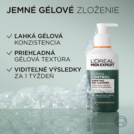 L’Oréal Paris Men Expert Derma Control čistiaci gél s niacínamidom