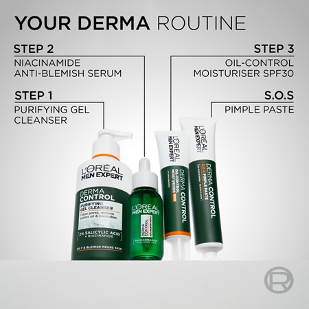 L’Oréal Paris Men Expert Derma Control gel nettoyant à la niacinamide