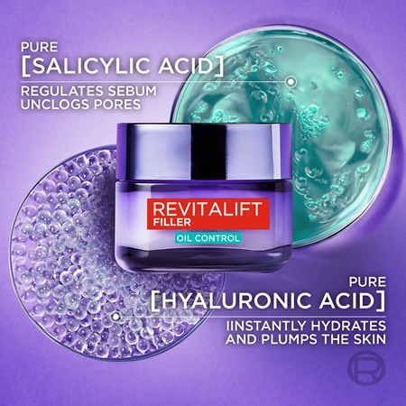 L’Oréal Paris Revitalift Filler Oil Control hloubkově hydratační krém pro mastnou a smíšenou pleť