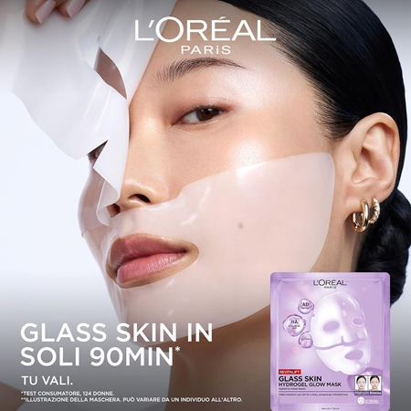 L’Oréal Paris Revitalift Filler Glass Skin maschera idrogel con effetto illuminante