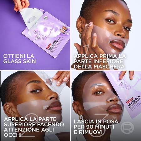 L’Oréal Paris Revitalift Filler Glass Skin maschera idrogel con effetto illuminante