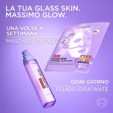 L’Oréal Paris Revitalift Filler Glass Skin maschera idrogel con effetto illuminante