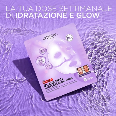 L’Oréal Paris Revitalift Filler Glass Skin maschera idrogel con effetto illuminante