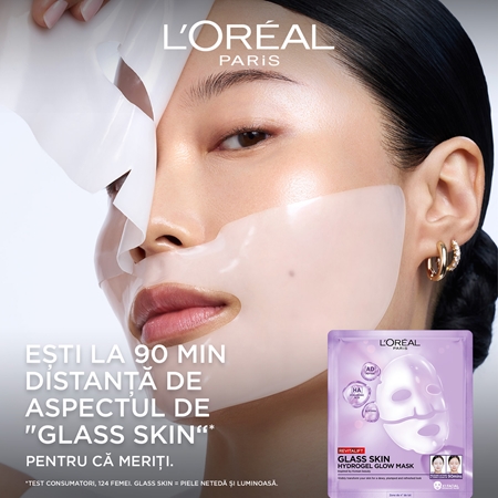 L’Oréal Paris Revitalift Filler Glass Skin mască hidrogel cu efect iluminator