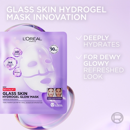 L’Oréal Paris Revitalift Filler Glass Skin hydrogel mask with brightening effect