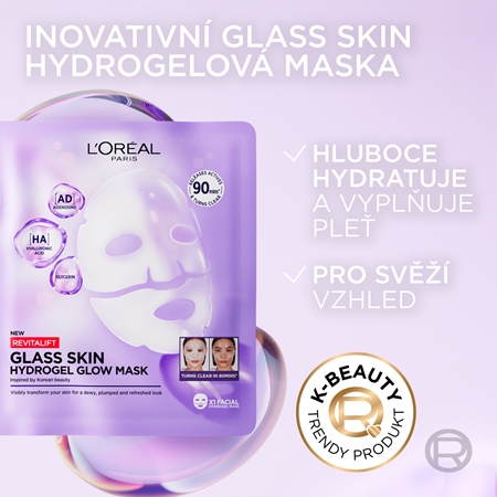 L’Oréal Paris Revitalift Filler Glass Skin hydrogelová maska s rozjasňujícím efektem