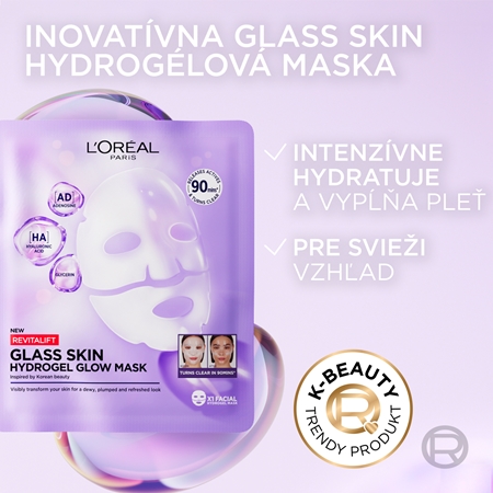 L’Oréal Paris Revitalift Filler Glass Skin hydrogélová maska s rozjasňujúcim efektom