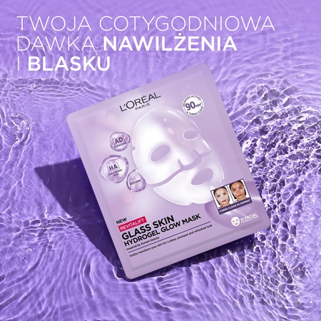 L’Oréal Paris Revitalift Glass Skin maseczka hydrożelowa z efektem rozświetlającym