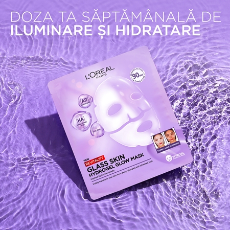 L’Oréal Paris Revitalift Filler Glass Skin mască hidrogel cu efect iluminator