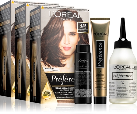L’Oréal Paris Préférence Cool Blondes trwała farba do włosów wygodne opakowanie odcień 4.15 Caracas