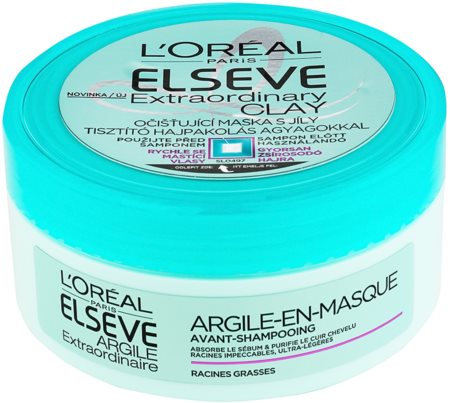 L’Oréal Paris Elseve Extraordinary Clay mascarilla limpiadora para cabello que se engrasa con rapidez