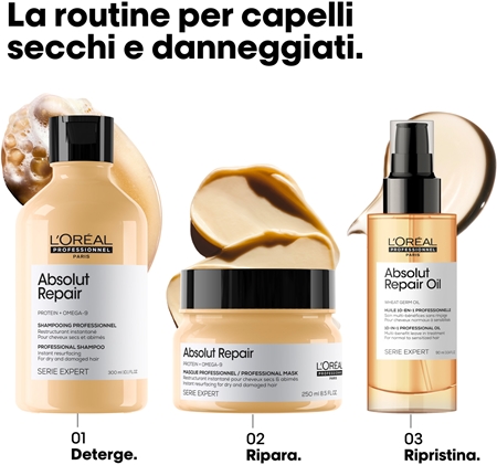 L’Oréal Professionnel Serie Expert Absolut Repair shampoo di rigenerazione profonda per capelli rovinati e secchi