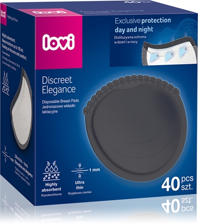 LOVI Discreet Elegance Black 40 pcs jednorázové vložky do podprsenky