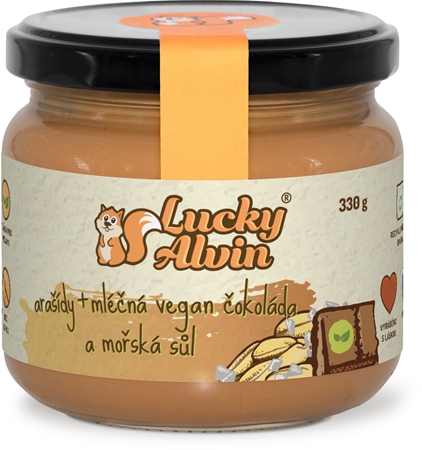 Lucky Alvin Arašídy + mléčná vegan čokoláda + mořská sůl ořechová pomazánka