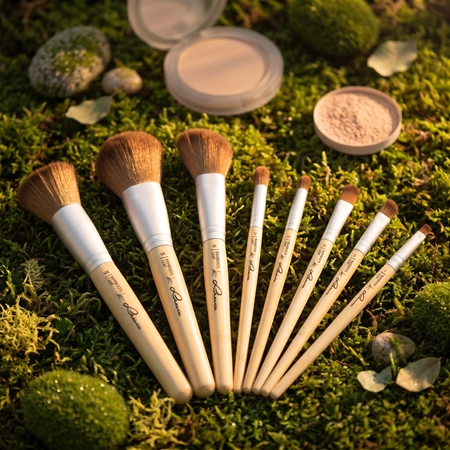 Luvia Cosmetics Bamboo’s Leaf Brush Set Make-up Brush Set with Pouch