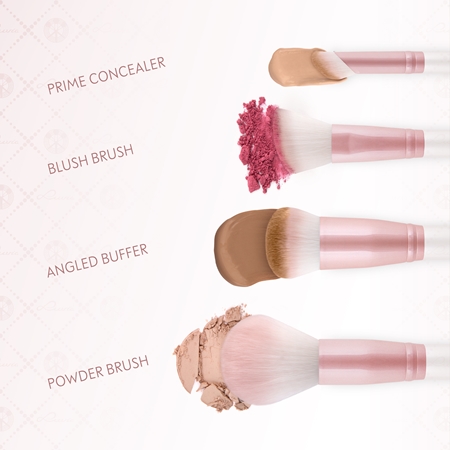 Luvia Cosmetics Flawless Face Set makeup brush set with a pouch Candy