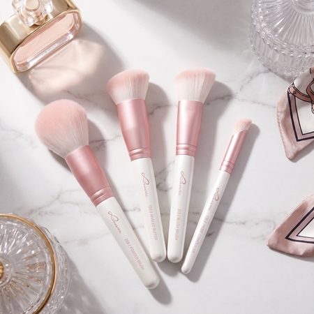 Luvia Cosmetics Flawless Face Set makeup brush set with a pouch Candy