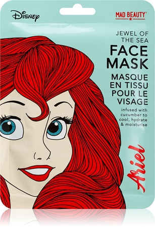 Mad Beauty Disney Princess Ariel Fuktgivande arkmask för ansiktet Med extrakt av gurka