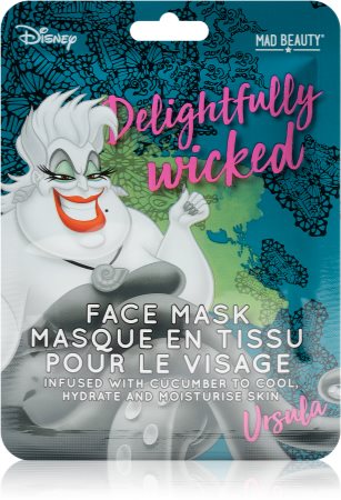 Mad Beauty Disney Villains Ursula masque hydratant en tissu aux extraits de concombre